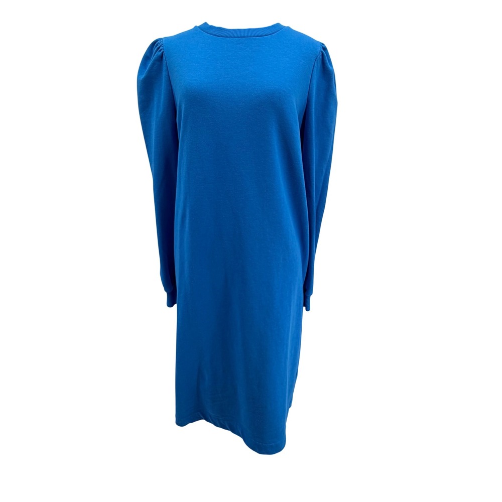 Boden Blue Sweatshirt Dress Long Sleeve Puff Shoulder US 8L